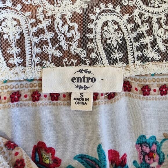 ENTRO Boho Floral Paisley & Lace Handkerchief Dress Size S - Picture 5 of 6